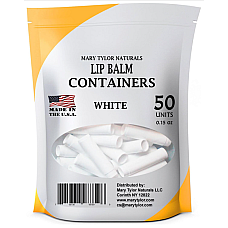 Lip Balm Container Tubes, 50 White, Made in USA Round Tubes, 0.15 oz FDA Approved, 100% BPA Free with Clear Caps by Mary Tylor Naturals, for DIY Lipstick homemade Lip Balm (50, clear)