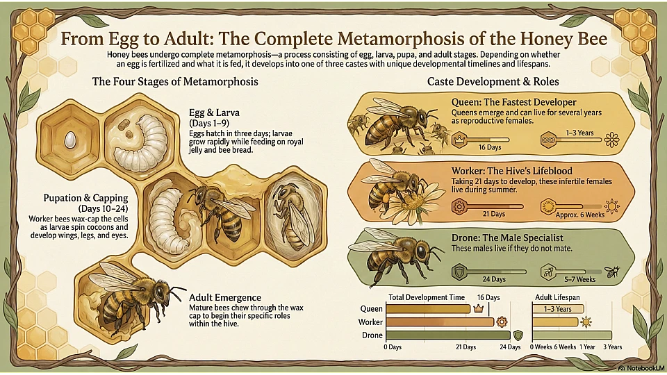 Honey Bee Metamorphosis and Castes