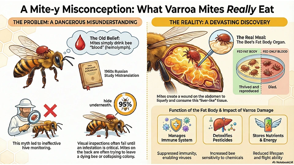 Fat Body: The True Diet of Varroa Destructor